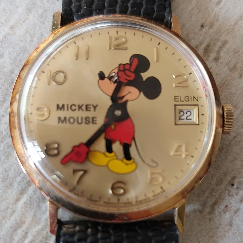 Elgin Mickey Mouse Vintage Analog Watch Rare Unisex, Estate Jewelry